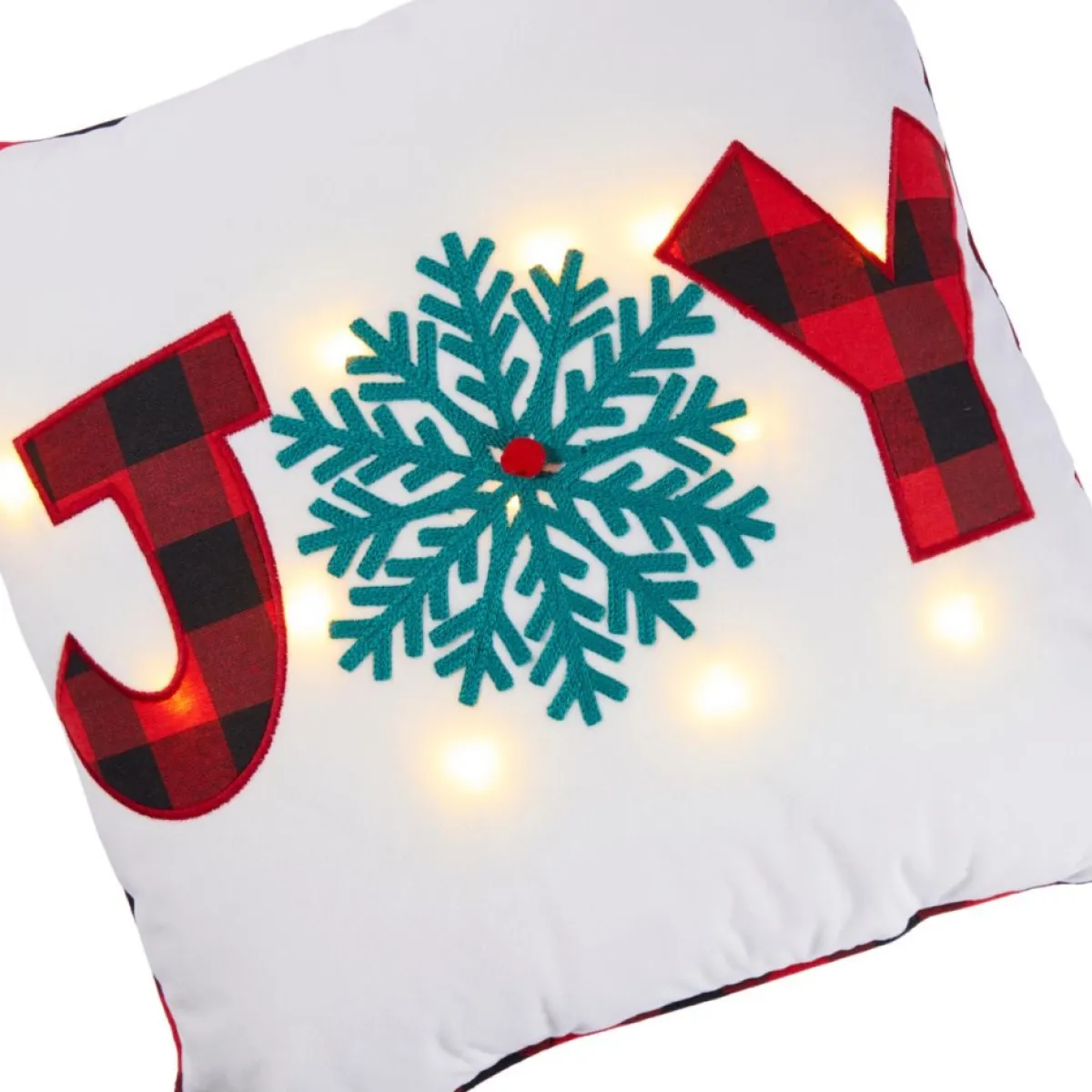 Warm & Cozy Holiday Textiles | 18" X 18" Led Light Up Joy Pillow