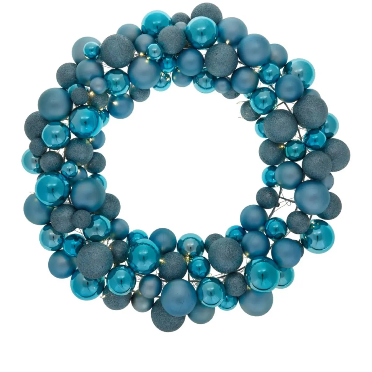 Winter Lane Wreaths, Garlands & More | 24" Lighted 60-Led Ornament Wreath With 6-Hour Timer