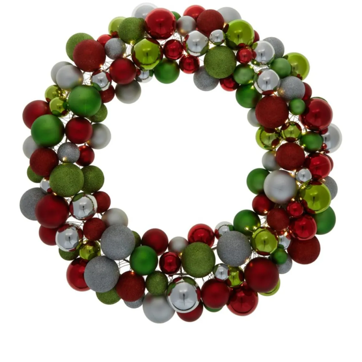 winter_lane__lighted_led_ornament_wreath_with_hour_timer_2.webp Winter Lane Wreaths, Garlands & More | 24" Lighted 60-Led Ornament Wreath With 6-Hour Timer