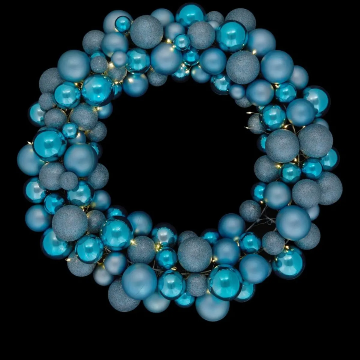 winter_lane__lighted_led_ornament_wreath_with_hour_timer_5.webp Winter Lane Wreaths, Garlands & More | 24" Lighted 60-Led Ornament Wreath With 6-Hour Timer