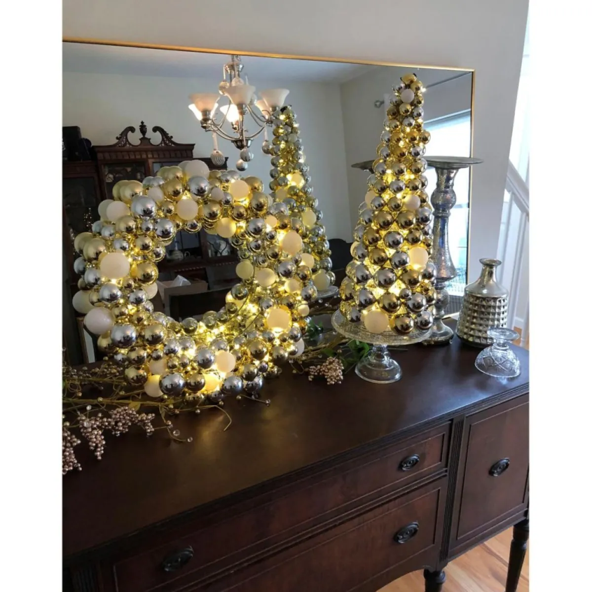 winter_lane__lighted_led_ornament_wreath_with_hour_timer_8.webp Winter Lane Wreaths, Garlands & More | 24" Lighted 60-Led Ornament Wreath With 6-Hour Timer