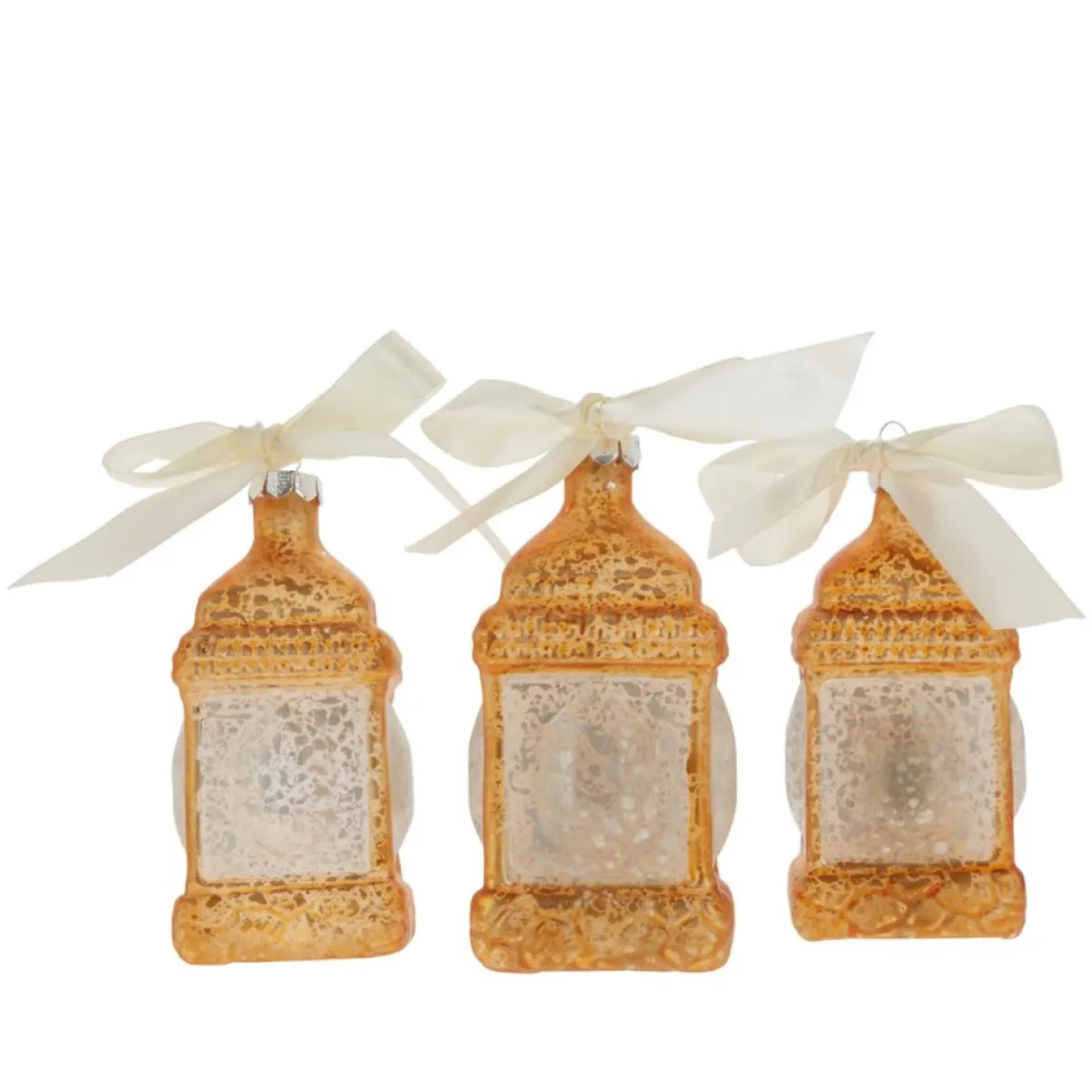 Winter Lane Ornaments & Tree Toppers | Mini Lantern Glass Ornaments With Gift Bags - Set Of 3