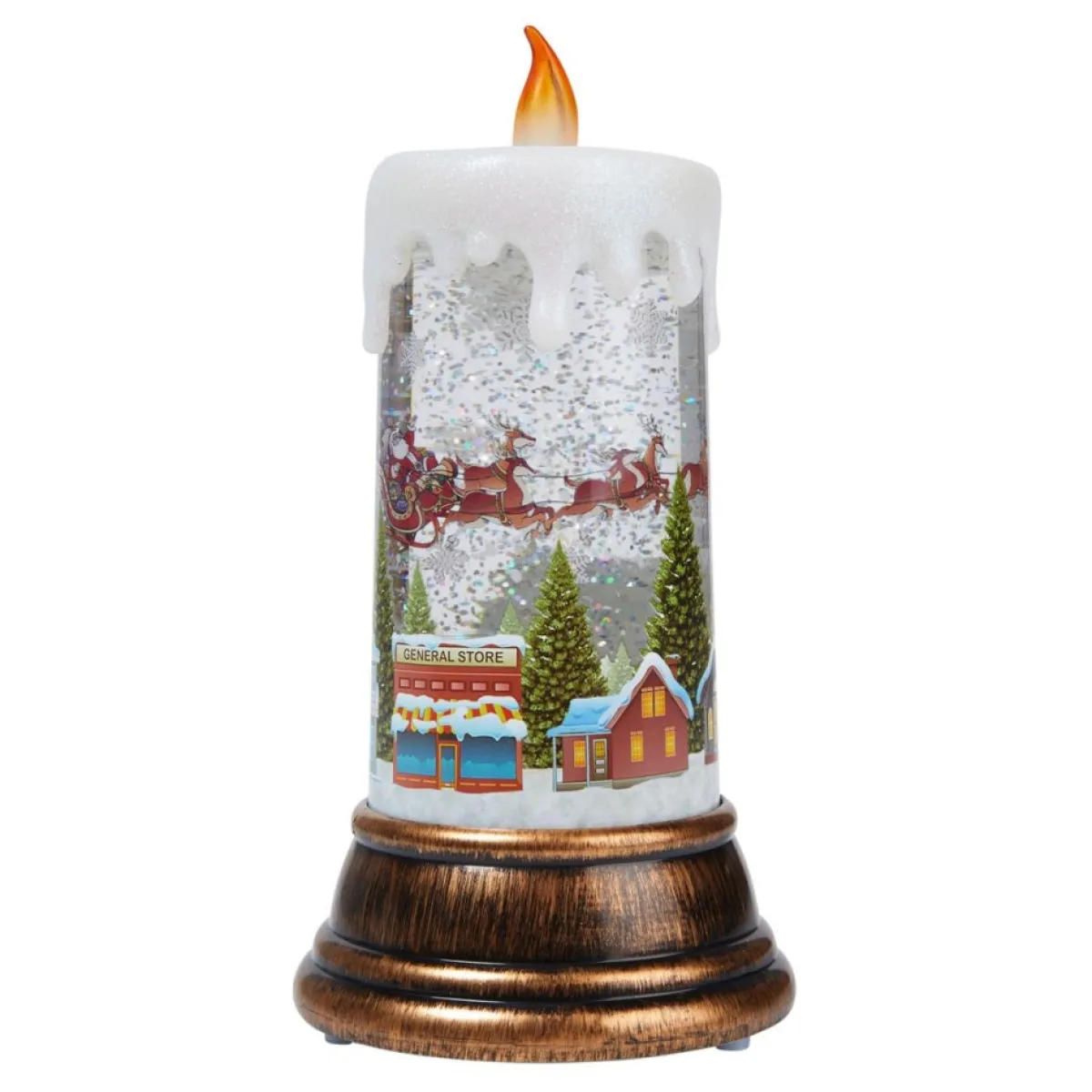 Winter Lane Indoor Decor | Spinning Led Glitter Candle
