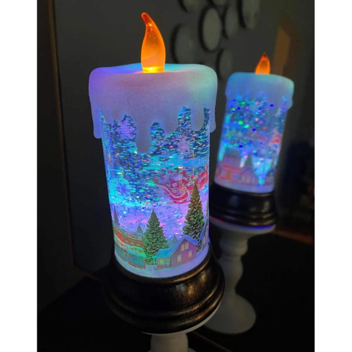 Winter Lane Indoor Decor | Spinning Led Glitter Candle